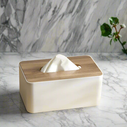 Housse de boîte à mouchoirs Cleo - Couvercle en bambou, design minimaliste