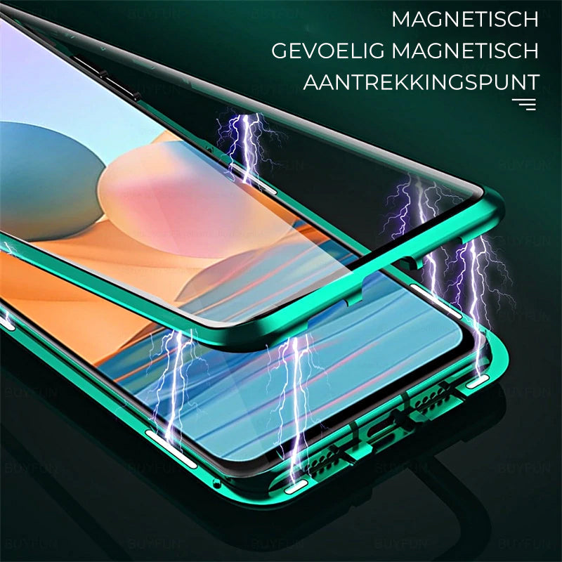 Full-Coverage Magnetic Tempered Glass Phone Case for Samsung Galaxy | Dual-Sided Protection | Front and Back Shielding | Snap-On Clear