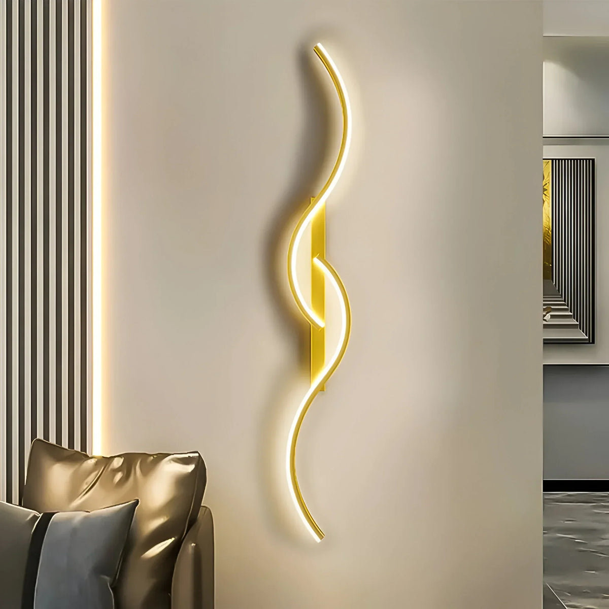 Sleek Arc LED Wall Sconce | Indoor Accent Lighting for Bedroom, Hallway, Living Room & Stairway | Contemporary Linear Design | 24 to 47 Inch