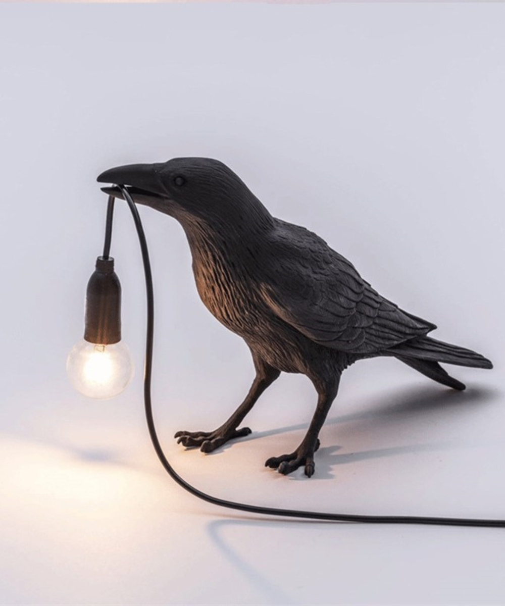 Raven Sculpture Table Lamp with Bulb Holder – Decorative Bird Accent Light for Living Room, Bedroom & Office Spaces