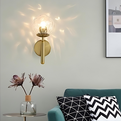 Globe Wall Sconce with 5.5-Inch Glass Shade Black and Gold Finish Bedroom Hallway Ambient Light E14 Socket Modern Minimalist Design for Entr