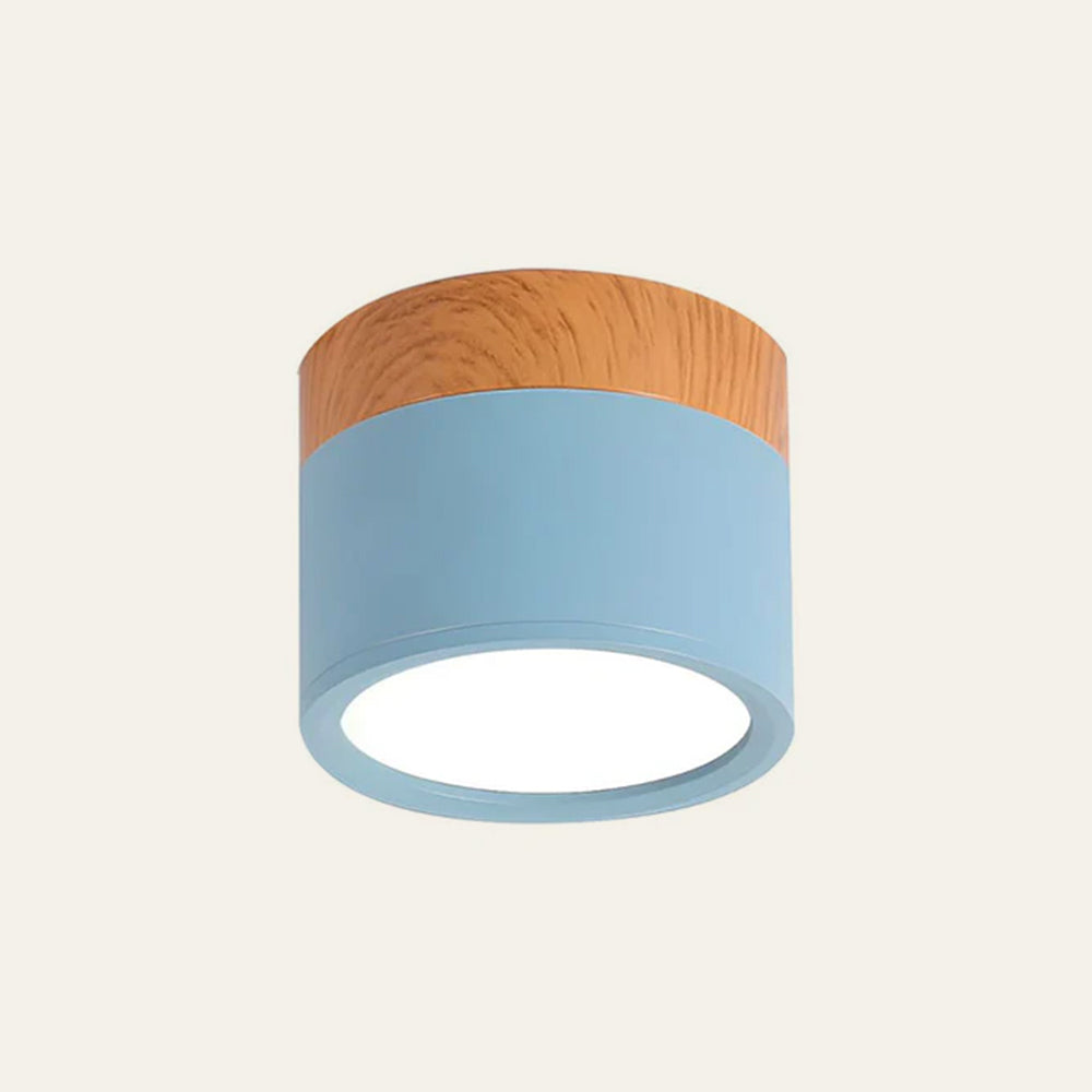 Compact LED Flush Mount Ceiling Light Fixture Wood & Metal Accent for Entryway Hallway Bedroom Kitchen 5W 7W Surface Mount Minimalist Modern