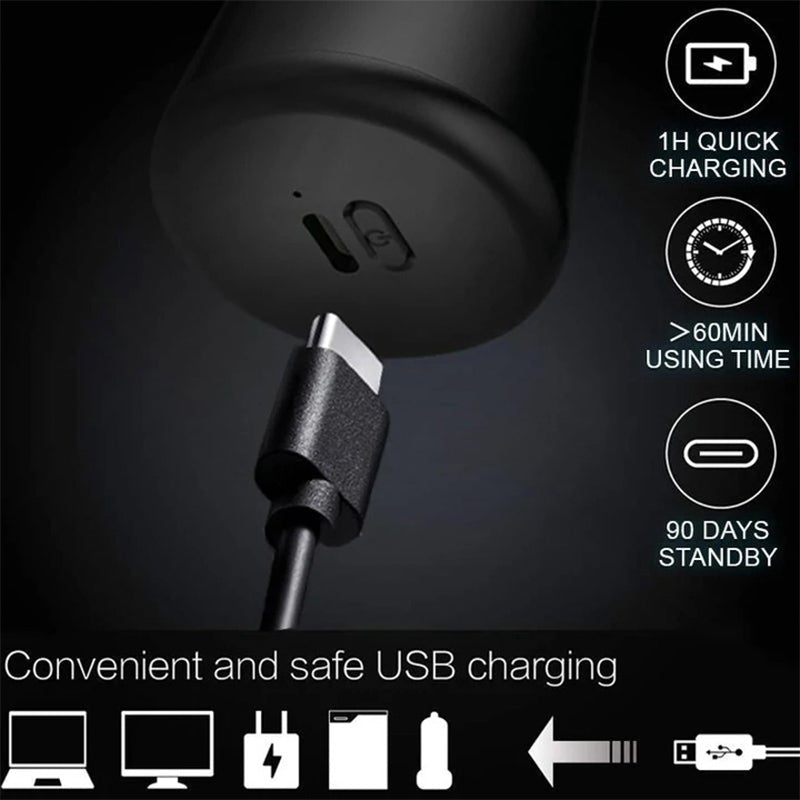 Travel-Size Rechargeable Men's Foil Shaver with USB-C Charging for On-the-Go Grooming