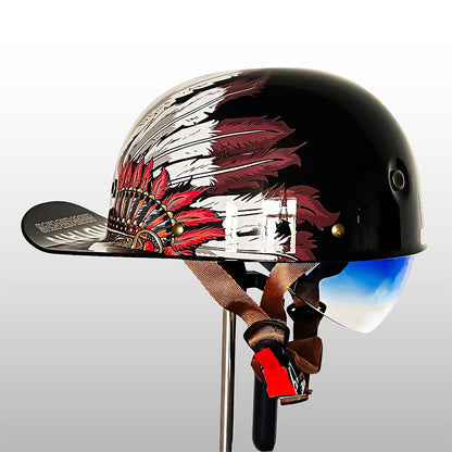 DOT-Certified Motorcycle Half Helmet with Baseball Cap Style for Urban Riding and Commuting