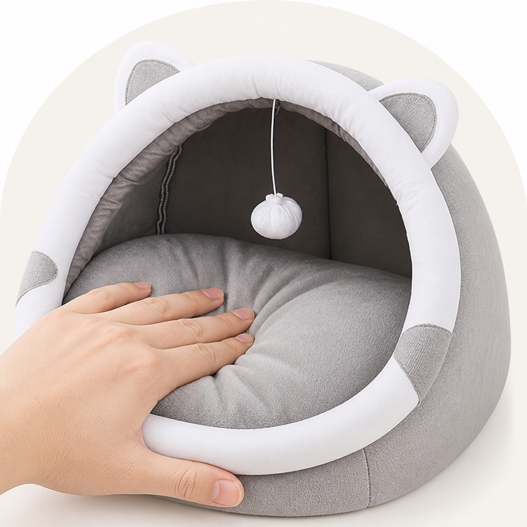 Ortekor Plush Polyester & Washable Pet Cave Bed