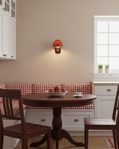 Dome Sconce Hardwired Fixture 8 Inch Red & Gold Finish Metal Shade for Hallway Bedroom Living Room Indoor Accent Lighting E26 Base