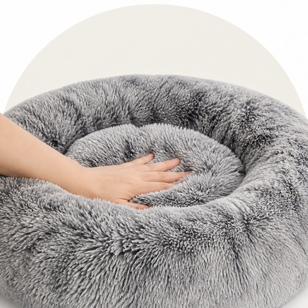 Ortekor Plush Long-Pile Tie-Dye Round Dog Bed