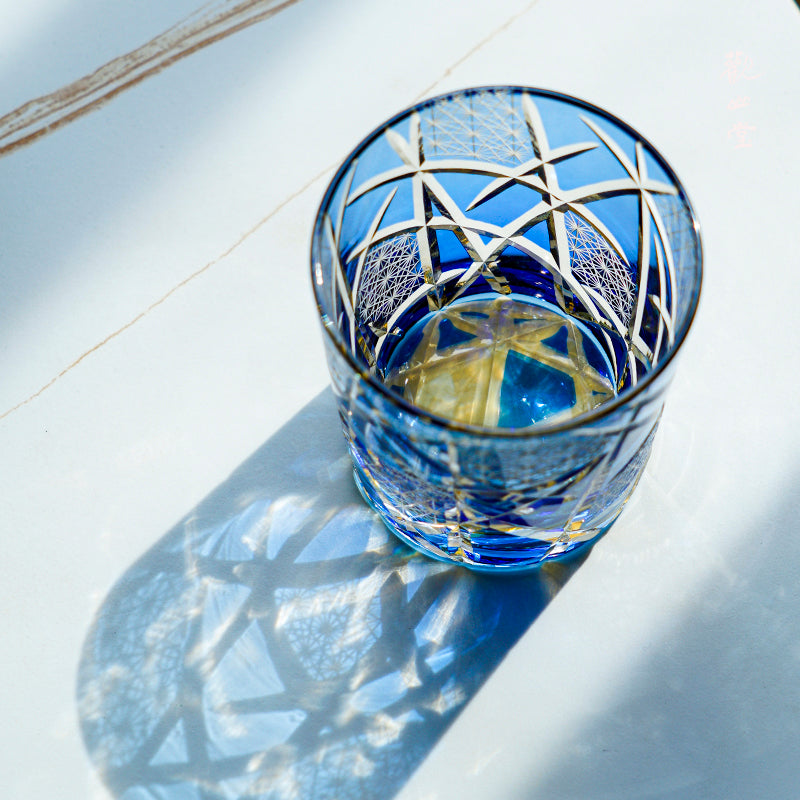 Japanese Cut Crystal Whisky Glass with Gift Box Lightning Pattern Barware for Scotch Bourbon Cocktails Home Bar Décor Artisan Glassware Coll