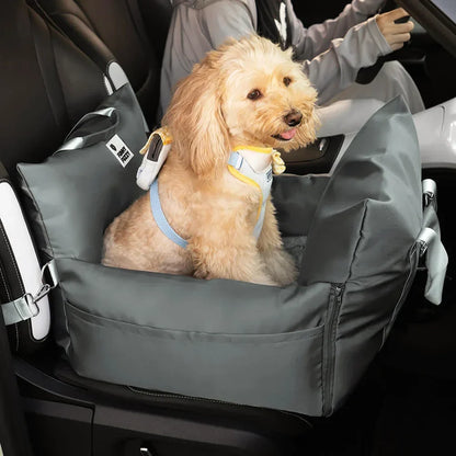 Padded Dog Car Seat Booster with Safety Harness & Side Bolsters – Waterproof Washable Pet Travel Carrier for Cars, SUVs & Travel