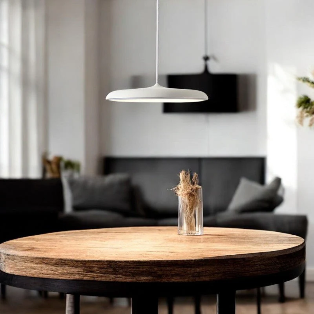 Suspension LED ronde en métal et acrylique – Luminaire suspendu bleu de 40 cm pour salle à manger, îlot de cuisine, chambre – Design minimaliste moderne
