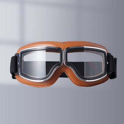 Retro Motorcycle Goggles with Adjustable Strap, UV Protection & Impact-Resistant Polycarbonate Lens for Riding, Cycling & Outdoor Use