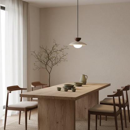 Travertine Glass Hanging Light Fixture with Wood Accent for Kitchen Island Dining Room Overhead Suspension Lamp Adjustable Cord Ceiling Moun
