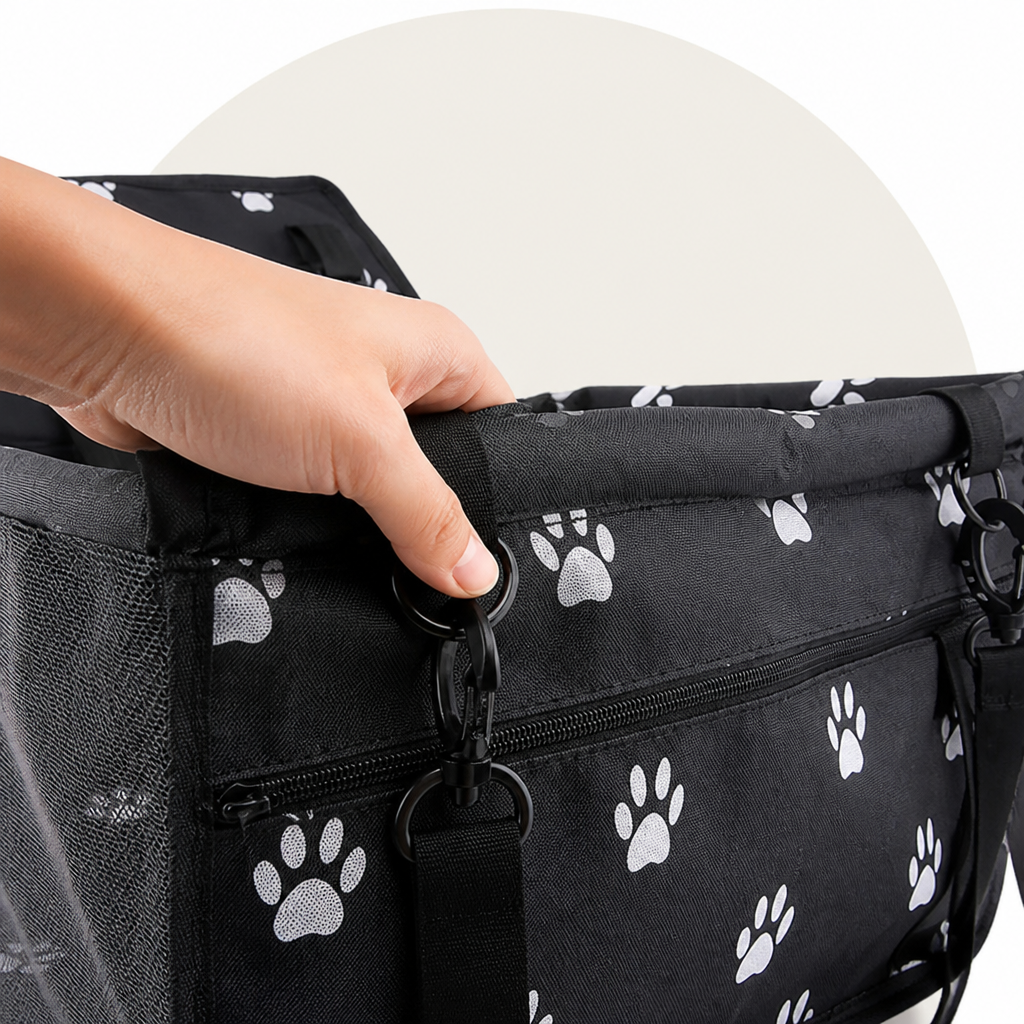 Ortekor Foldable & Breathable Canvas Dog Car Booster Seat (Includes Travel Bag)
