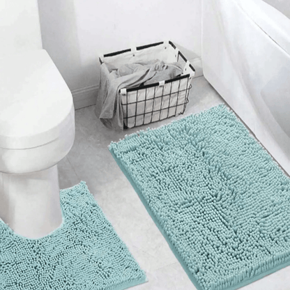 Plush Chenille Bathroom Rug Anti-Slip Water-Absorbing Floor Mat for Shower Bath Toilet Blue 20×31 Inch Soft Polyester Non-Skid Backing for W