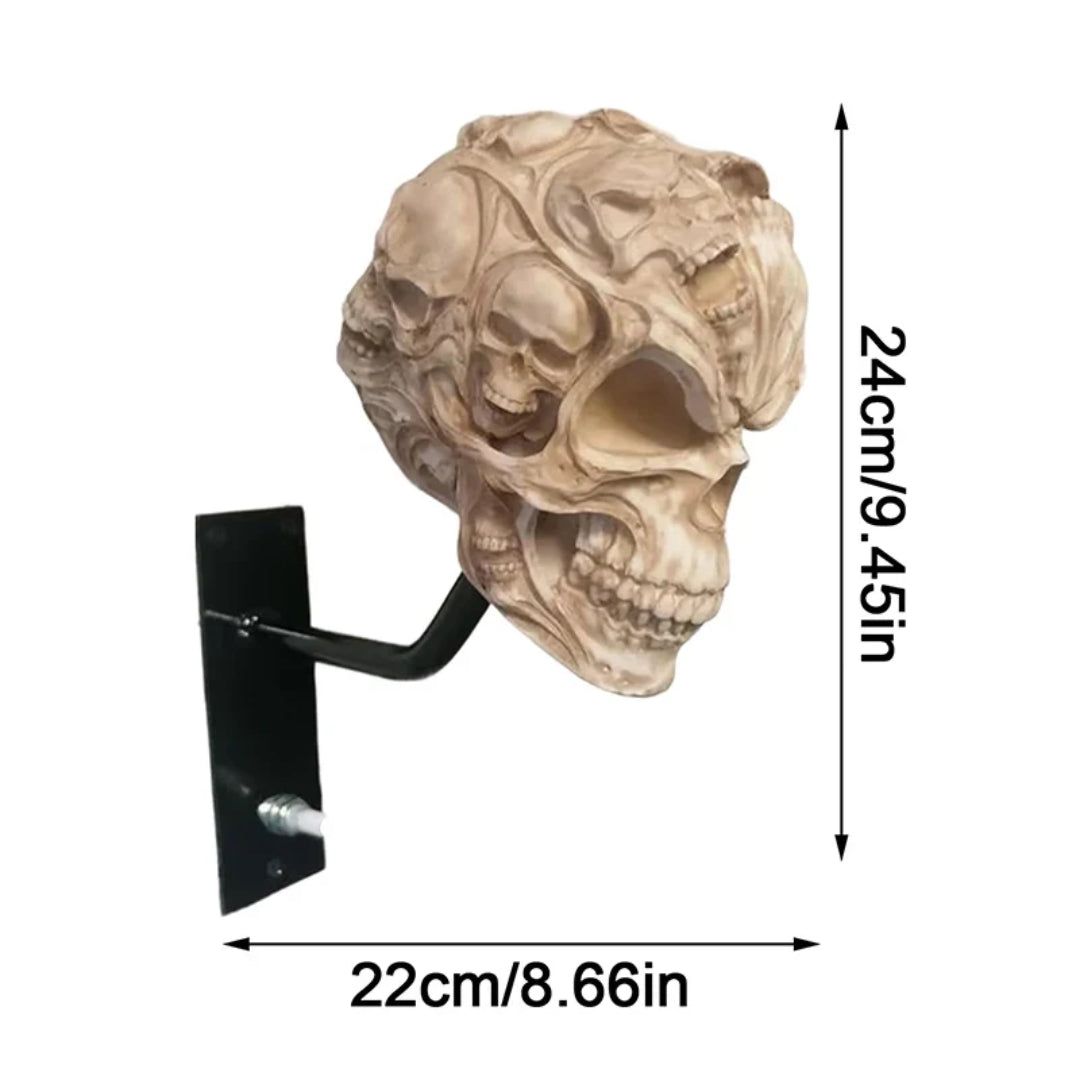 Skull Wall Mount Helmet Holder with Coat Hook for Motorcycle Gear Storage Rack Adjustable Organizer for Garage Entryway Workshop Man Cave