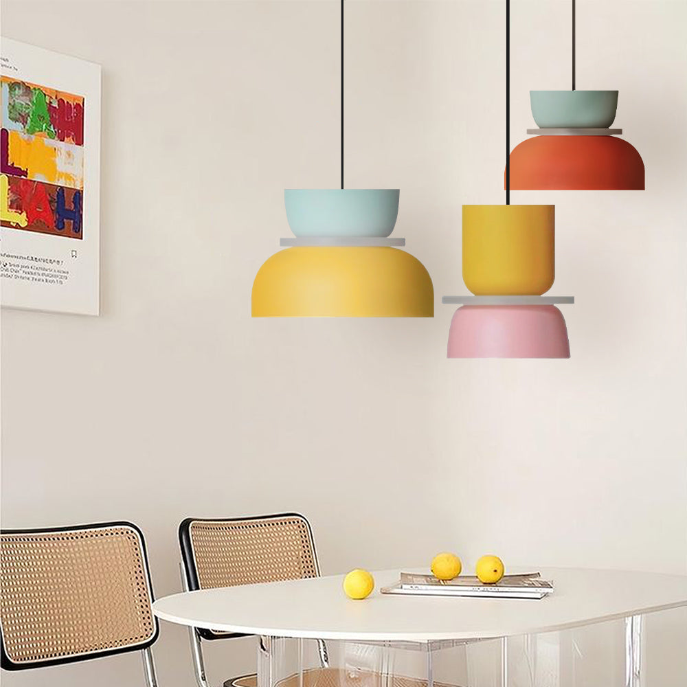 Layered Acrylic Pendant Light Fixture 11.4-Inch Pastel Macaron Colors Modern Hanging Ceiling Lamp E27 for Dining Room Living Room Kids Bedro