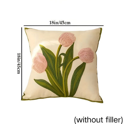 Breeze Sofa Cushion Covers - Cotton Floral Embroidery, Boho-Chic
