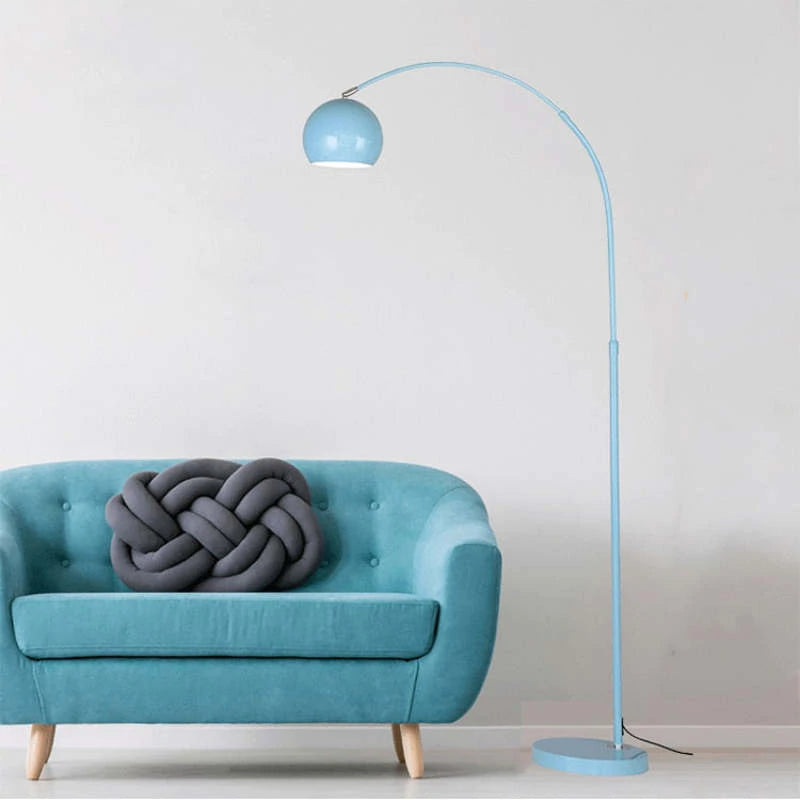 Arched Metal Floor Lamp with Globe Shade for Reading & Living Rooms – Yellow – 70 in Tall – E27 Socket with Foot Switch