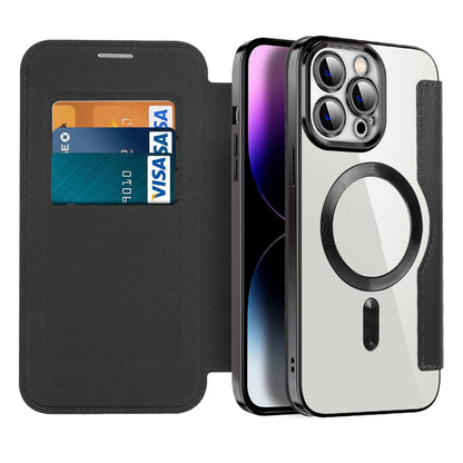 Étui portefeuille pour téléphone avec porte-cartes et fermoir magnétique – Housse à rabat avec protection RFID et support pour iPhone séries 12/13/14/15
