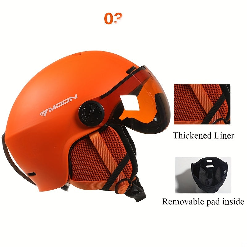 Winter Snow Helmet with Removable Visor for Skiing Snowboarding Mountain Sports Adjustable Head Protection Breathable Padded Lightweight Out