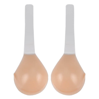 Adhesive Silicone Push-Up Cups with Clear Adjustable Straps for Backless, Strapless & Low-Cut Outfits, Wireless Stick-On Support for Women,
