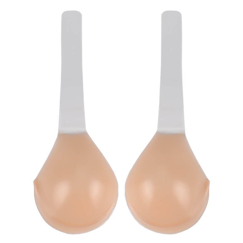 Adhesive Strapless Bra with Lift Silicone Cups Backless Plunge Neckline Transparent Adjustable Straps Reusable Skin Tone Wedding Party
