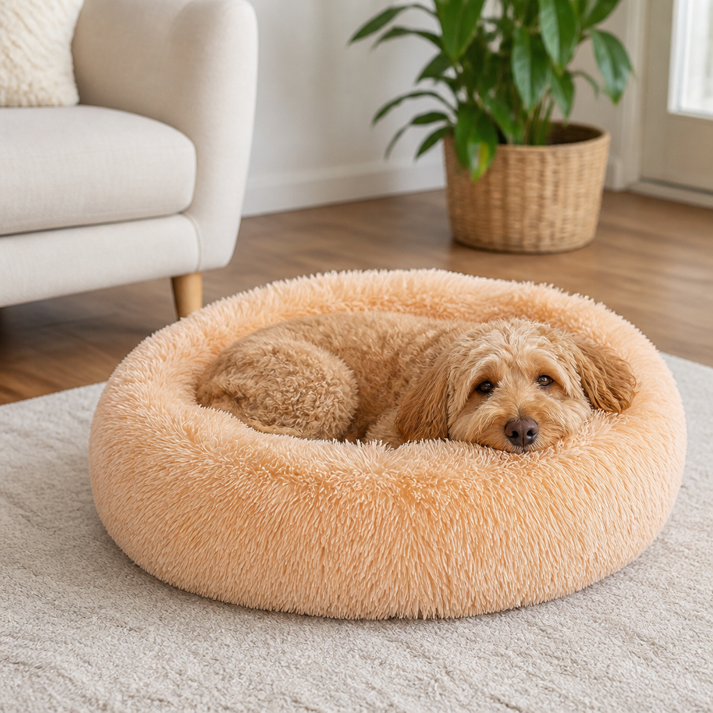 Ortekor Calming Plush Donut Dog Bed
