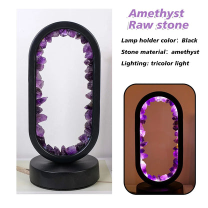 Amethyst Crystal Accent Lamp 8 Inch Purple Glow for Nightstands Meditation Rooms Yoga Spaces Handcrafted Gemstone Light E14 Socket 10W Max B