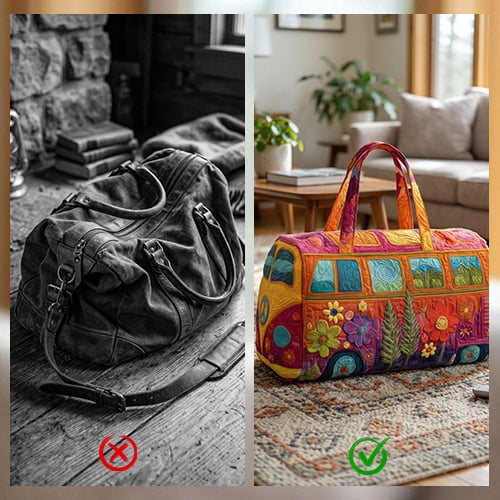 Quilted Floral Weekend Travel Duffel Bag with Reinforced Frame for Women | Carry-On Overnight Bag