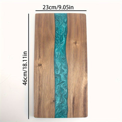 Acacia Wood Serving Board with Blue Resin River Design 18x9 Inch Charcuterie Platter Butcher Block Cutting Surface for Cheese Meat Bread