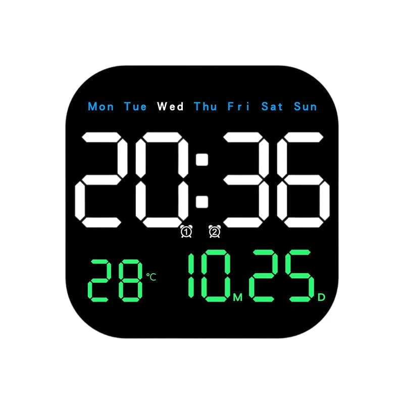 Desktop Alarm Clock with Remote Control, Temperature Display & Adjustable Brightness for Bedroom, Office