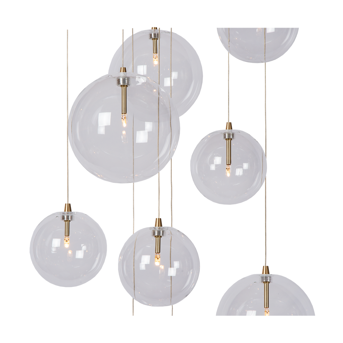 Multi-Globe Chandelier with Adjustable Drop Height 20 Inch Brass Finish for Dining Table Entry Foyer Kitchen Island Statement Lighting