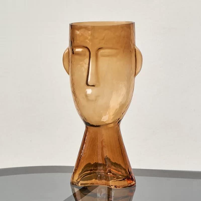Artistic Face Handblown Glass Vase