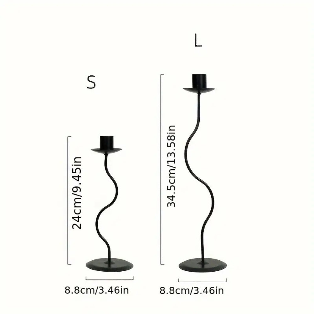 Sable Wavy Candle Holder - Iron, Sculpted Design, Tabletop Decor