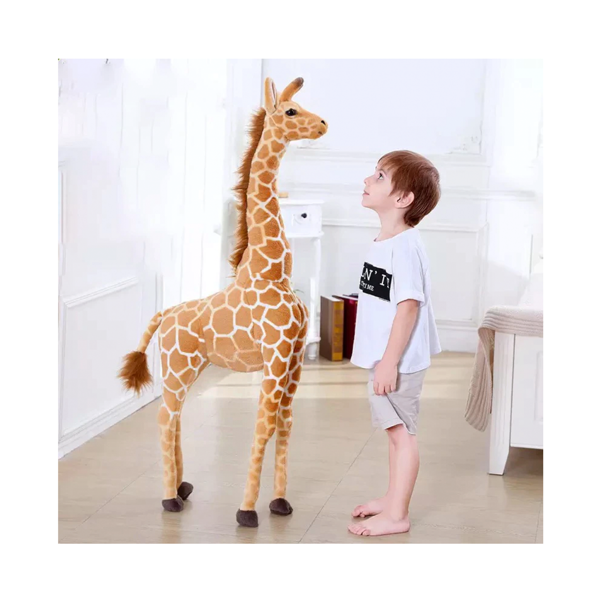 Girafe en peluche géante | Peluche surdimensionnée au design réaliste | Compagnon doux et câlin pour enfants