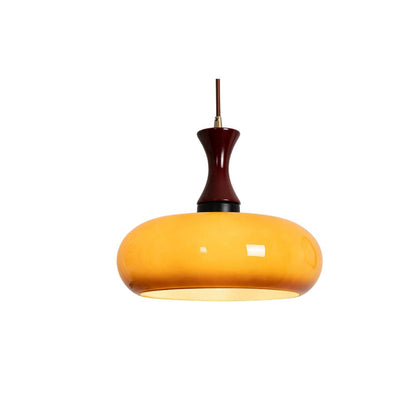 Handcrafted Timber & Glass Ceiling Fixture 12-Inch Suspended Lighting Ideal for Kitchens Dining Areas Bedrooms E26 Socket Rustic Farmhouse M