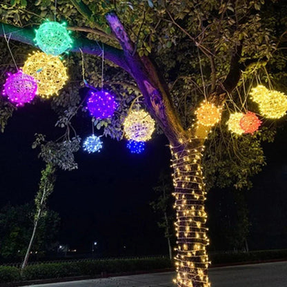 Woven LED Globe Light 8 Inch Waterproof Outdoor Hanging Orb for Trees Patios & Garden Decor | Connectable String Sphere Lights Yard Decorati