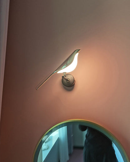 Sculptural Bird Sconce Light with Black & Gold Finish for Bedroom, Hallway, Living Room | Modern Metal Indoor Fixture 11 in Wide