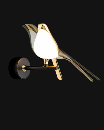 Sculptural Bird Sconce Light with Black & Gold Finish for Bedroom, Hallway, Living Room | Modern Metal Indoor Fixture 11 in Wide