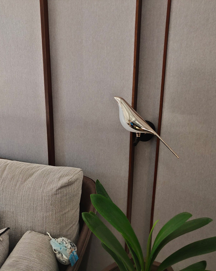 Sculptural Bird Sconce Light with Black & Gold Finish for Bedroom, Hallway, Living Room | Modern Metal Indoor Fixture 11 in Wide