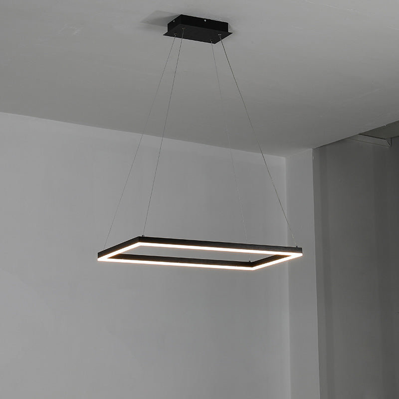 Multi-Tier Linear Suspension Fixture with Integrated LED, Adjustable Cable, Matte Black Metal Frame for Dining & Living Spaces