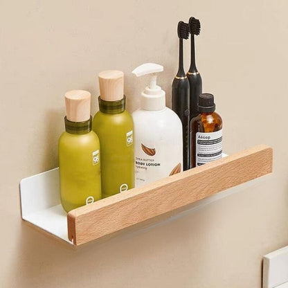 Effortless Wall-Mounted Wooden Shelf for Bathroom Storage