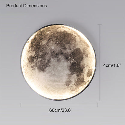 Applique murale céleste à LED, intensité variable, télécommande, design lune, luminaire artistique, 39 pouces de diamètre, PVC, éclairage d'ambiance pour chambres et salons