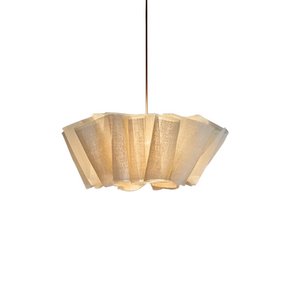 Pleated Fabric Shade Hanging Ceiling Lamp 16 in Warm Cream for Dining Room Kitchen Island Scandinavian Japanese Modern Minimalist Ambient Li