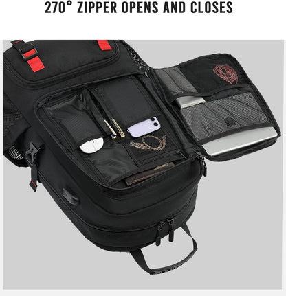 Sac à dos de voyage avec port USB, sac à dos de randonnée avec compartiment à chaussures, sac à dos pour ordinateur portable extensible pour le travail