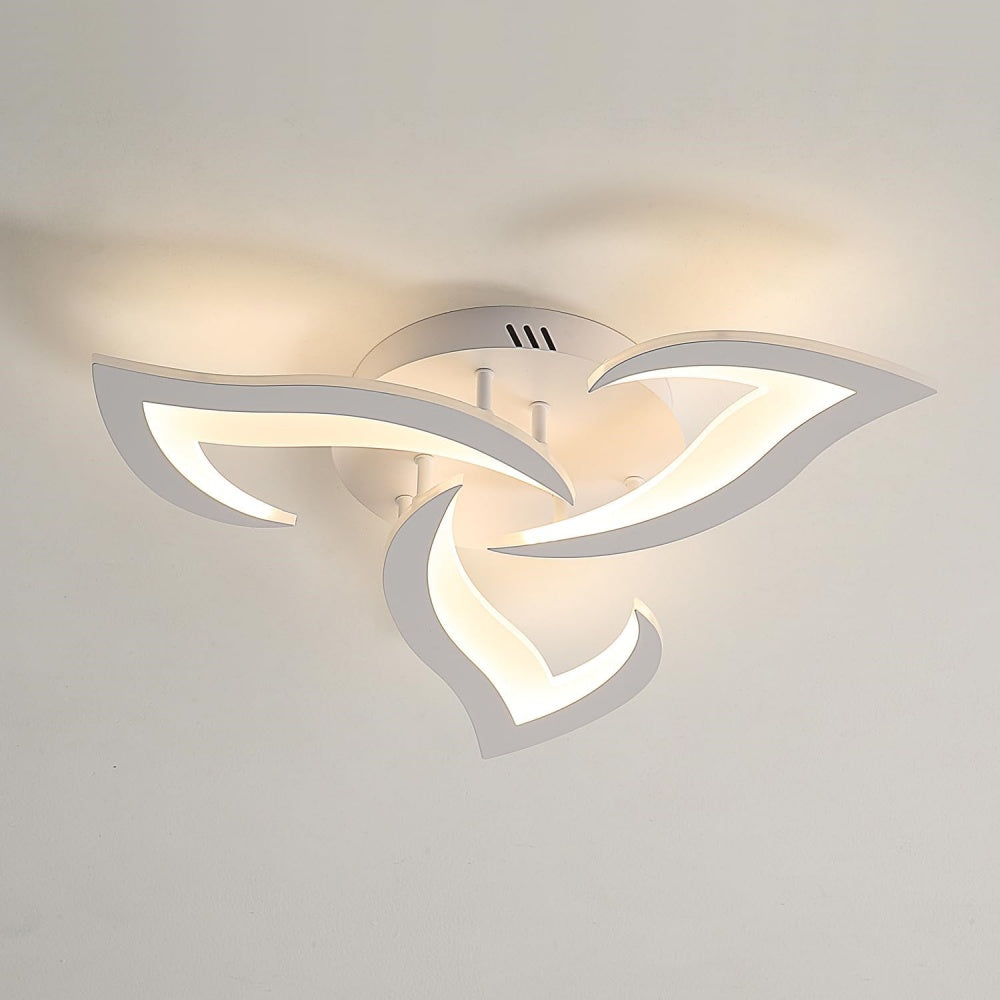 Flush Mount LED Fixture Metal Acrylic Black Layered Floral Pattern for Bedroom Living Room Hallway Contemporary Home Decor Overhead Light