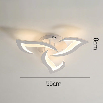 LED Flush Mount Light Fixture with Floral Layered Design for Bedroom, Entryway & Living Spaces | 22 in Black Metal Modern Low Profile Ambien