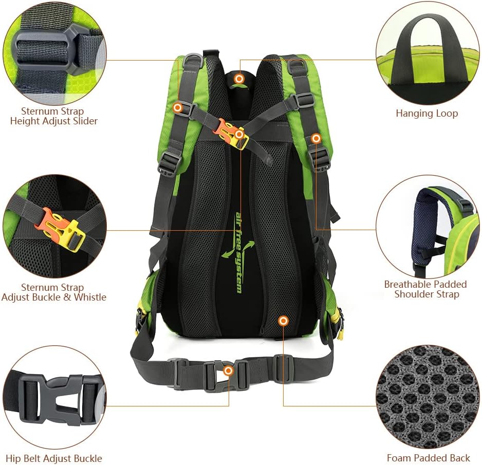 Prêt pour l'aventure | Sac à dos de randonnée imperméable de 40 L au design ergonomique | Léger et spacieux pour vos aventures en plein air