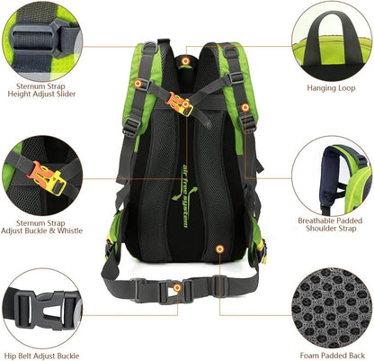Prêt pour l'aventure | Sac à dos de randonnée imperméable de 40 L au design ergonomique | Léger et spacieux pour vos aventures en plein air