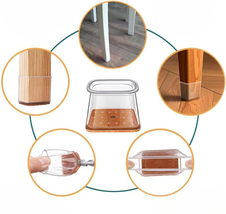 Chair Leg Floor Protectors 24-Pack for Square Legs 0.5-0.75 inch | Felt Pads Furniture Glides Noise Reduction Hardwood Laminate Tile Protect